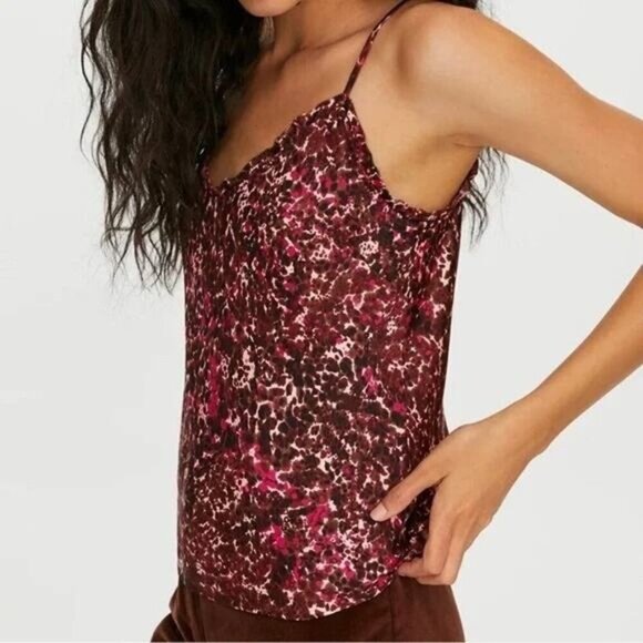 WILFRED Aritzia Satin Ruffle Multicolour Camisole Top Sz Small - Picture 6 of 12